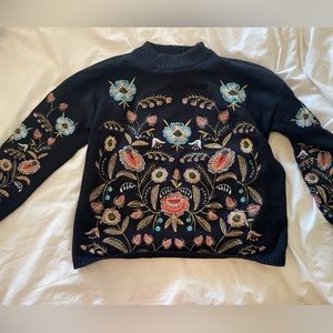 Black floral sweater